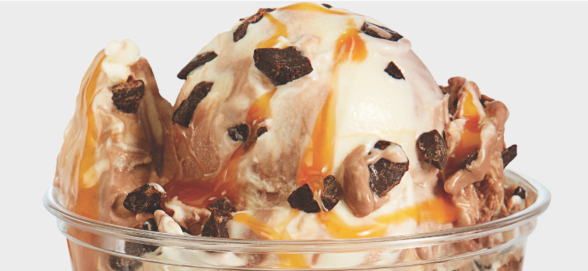 Mooey Gooey Twist flavor in a one scoop dish