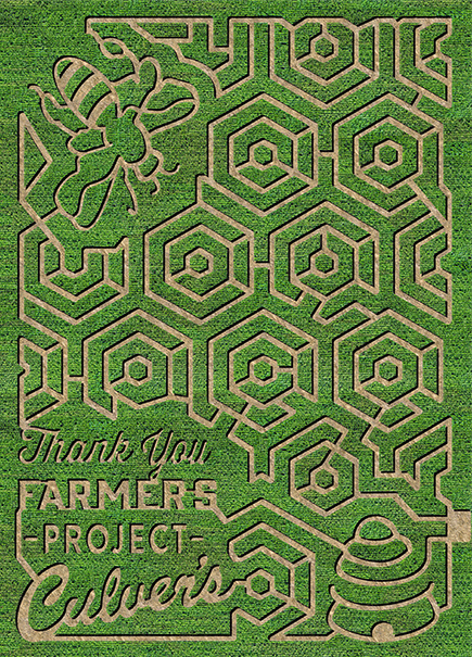Aerial view of the Hobart, Indiana, Culver’s Thank You Farmers Project corn maze.