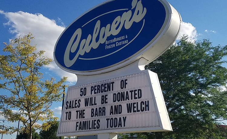 Marquee sign from the Sun Prairie restaurant fundraiser.